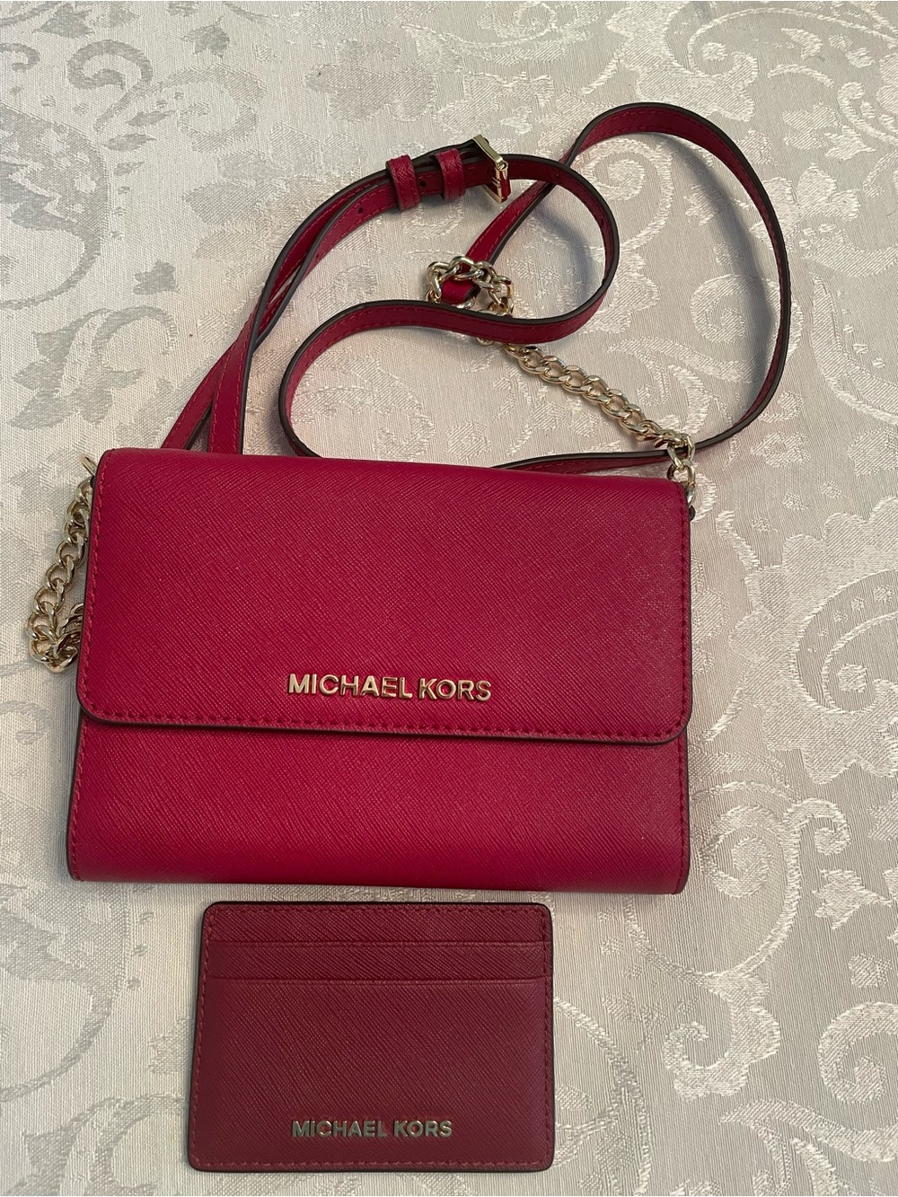 Michael Kors Pink Crossbody Wallet with Card Case
